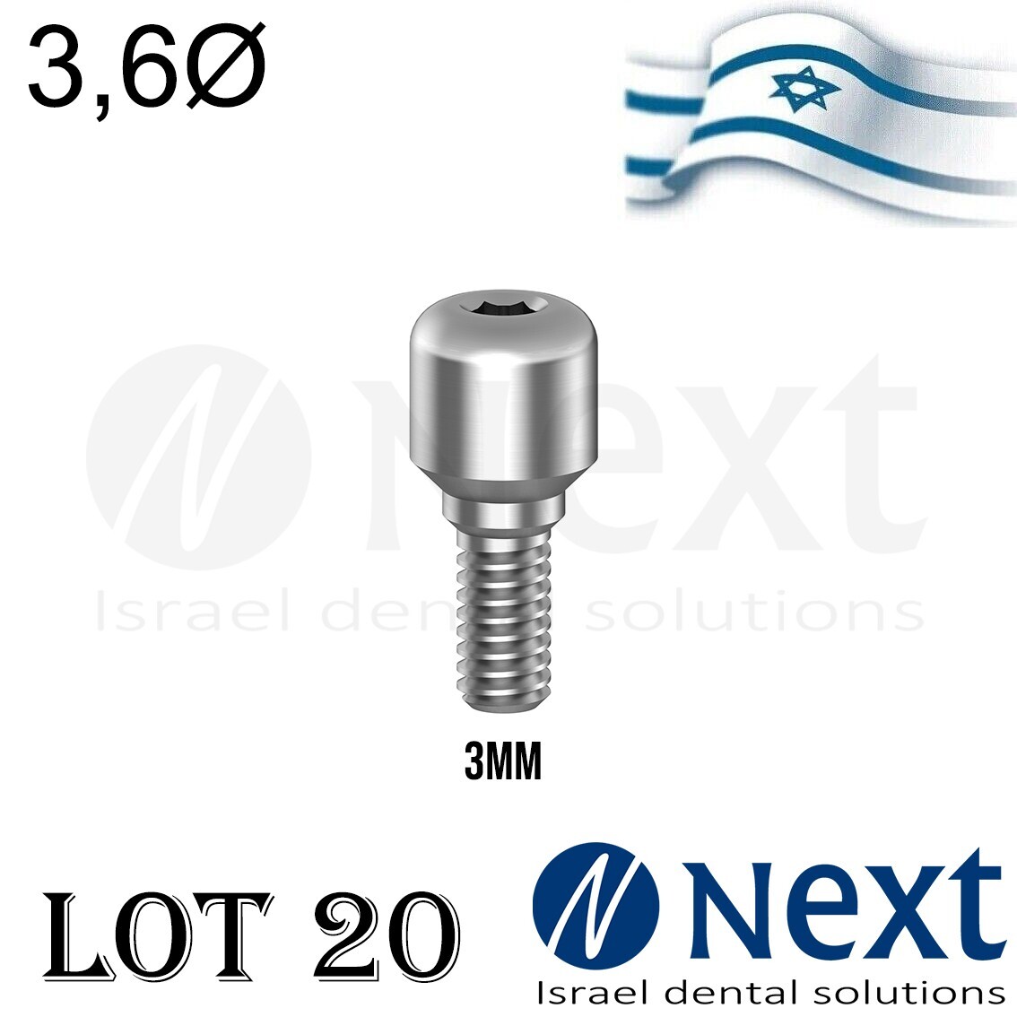Lot x 20 Healing Cap Abutment titanium Standard Ø 3.6 mm 3 mm