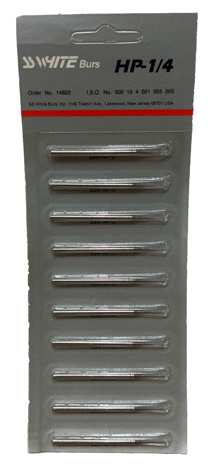NEW PACK OF 10 SS White HP-1/4 Carbide Burs. Order # 14820 Lakewood New Jersey