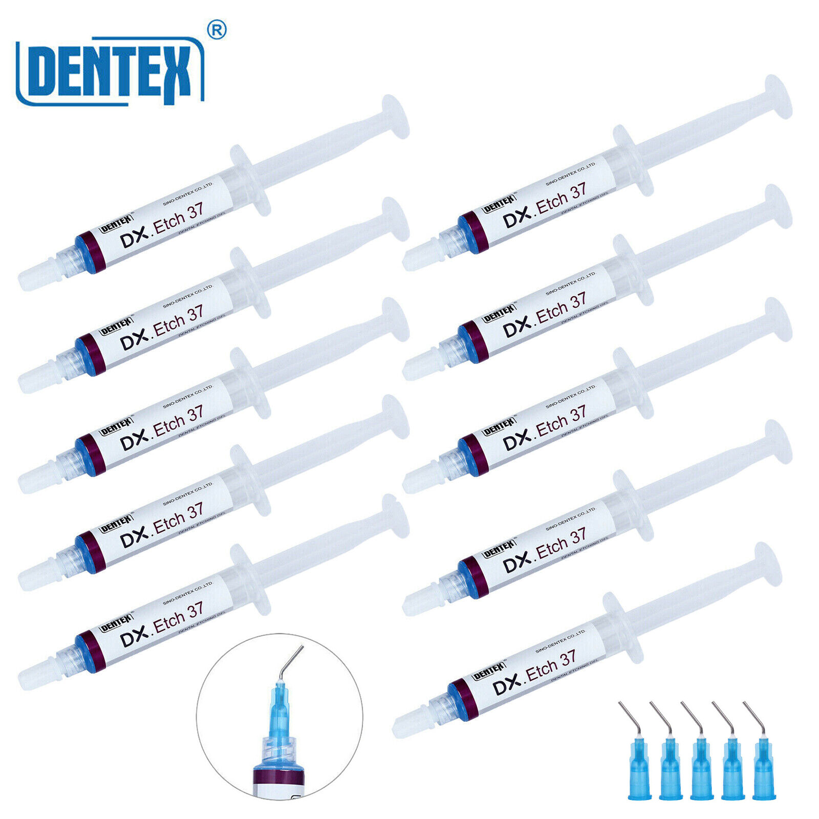 10*DENTEX Dental Etchant 37% Acid Etching Gel Silica Blue Gel For Adhesive/Resin