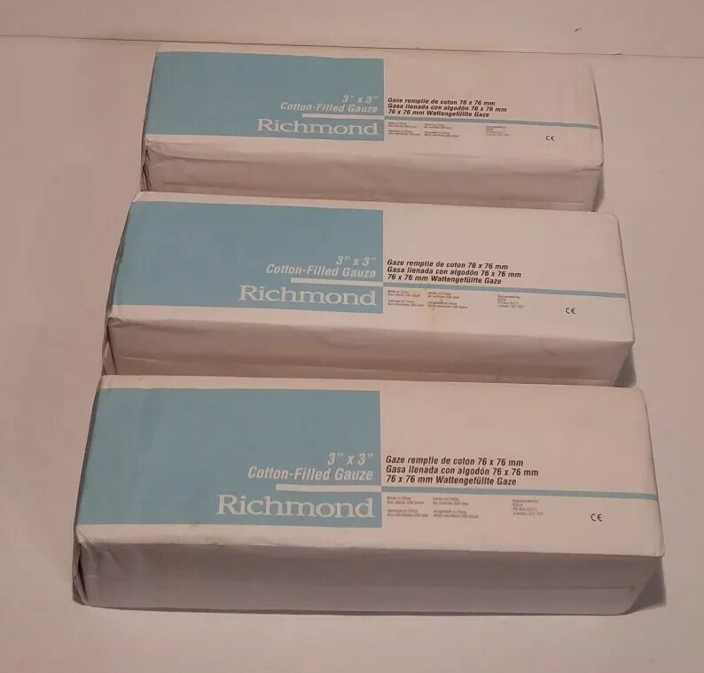 Richmond Dental Cotton Filled Gauze 3 In By 3 In Non Sterile 3 Packs Sealed