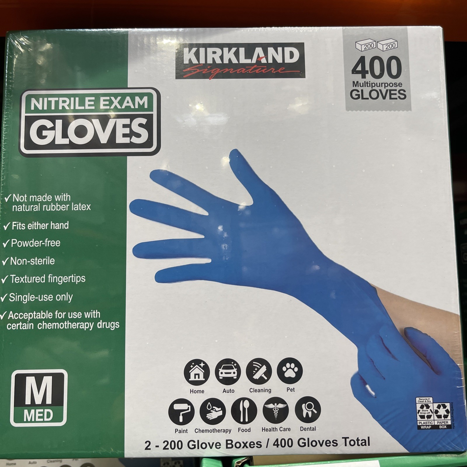 Kirkland Signature 467120 Nitrile Exam Gloves, Medium – 400 Count