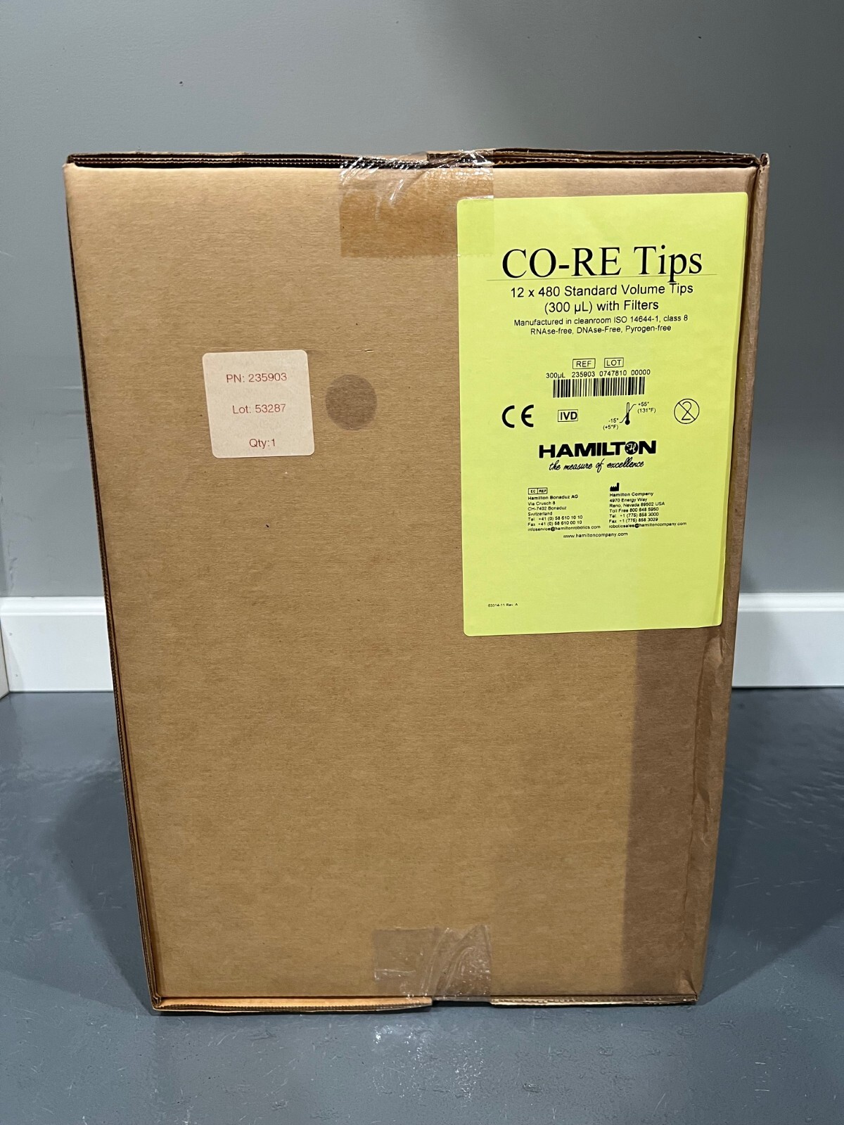 Hamilton 235903 CO-RE Tips 12 x 480 Standard Volume 300μL with Filters
