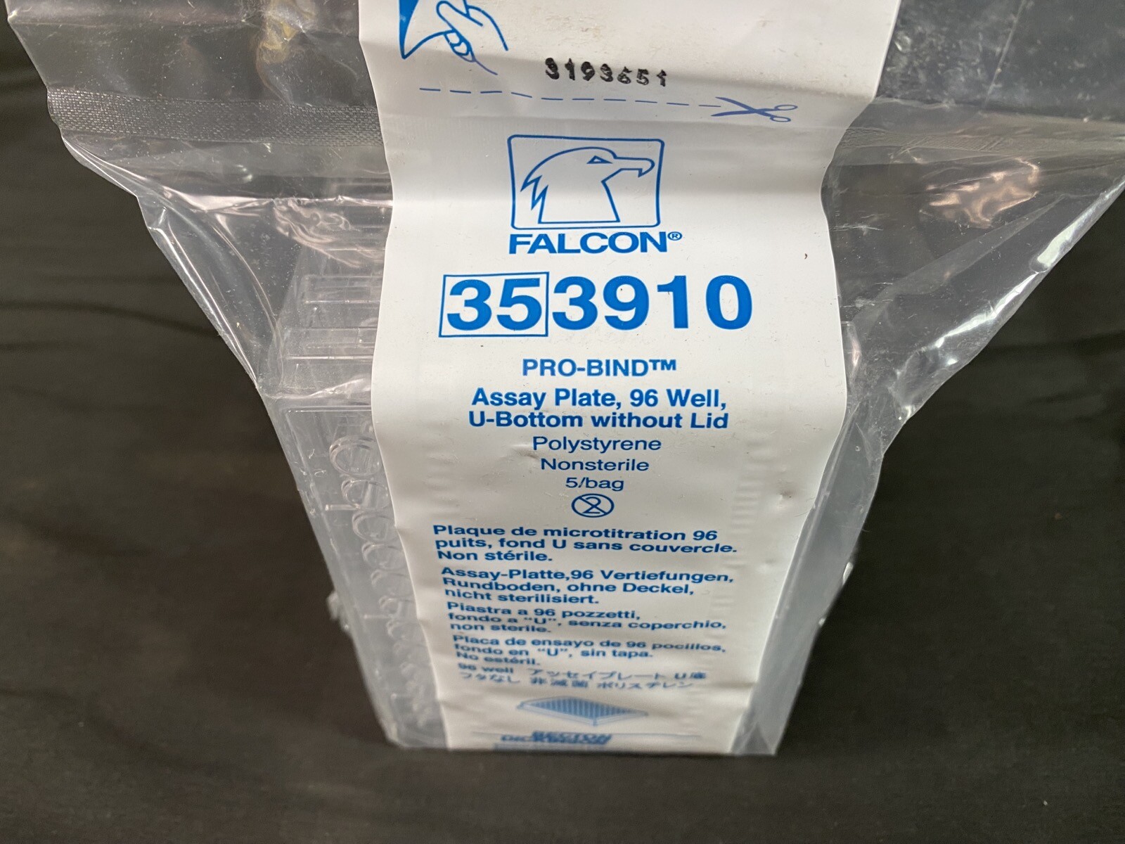 FALCON Polystyrene 96-Well Clear Round-Bottom Pro-Bind Microplate 353910 (5/pk)