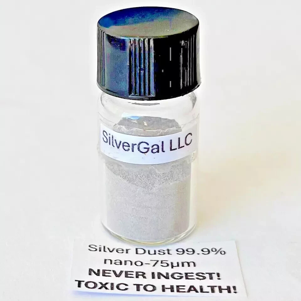Silver 10 g ULTRA FINE .999 (nano-75μm) metal dust micron size colloidal gram