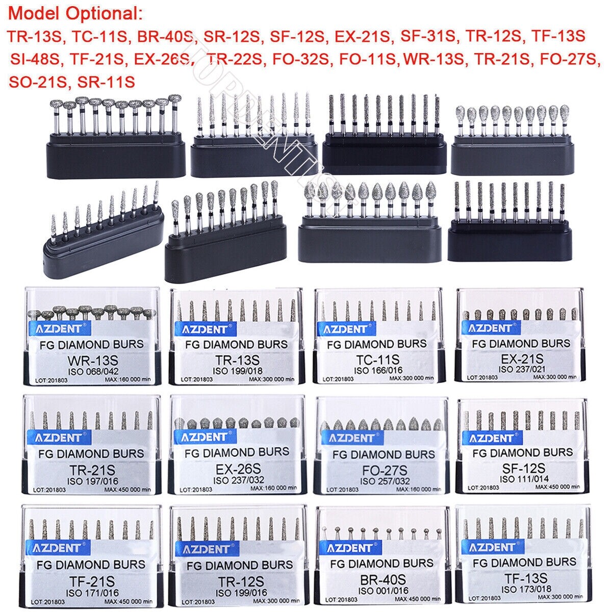 100pcs Fresas dentales diamante Súper grueso for pieza de mano de alta velocidad