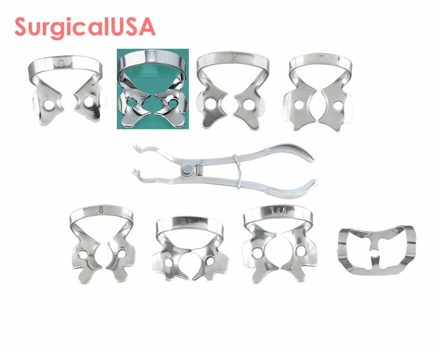Rubber Dam Clamp Forceps Set of 9 Dental Surgical Instruments