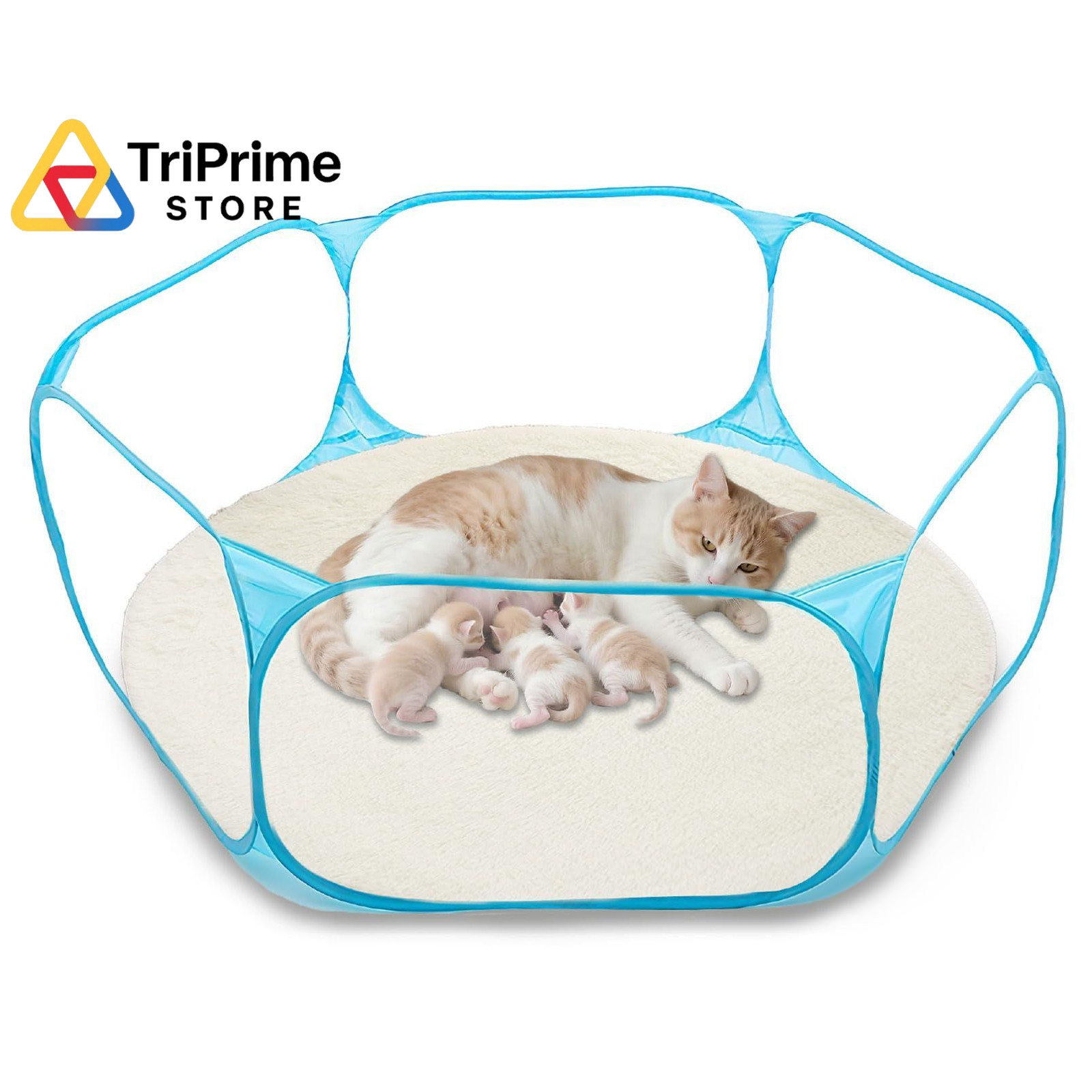 Cat Birthing Box – Foldable, Portable Whelping Nesting for Large, Blue
