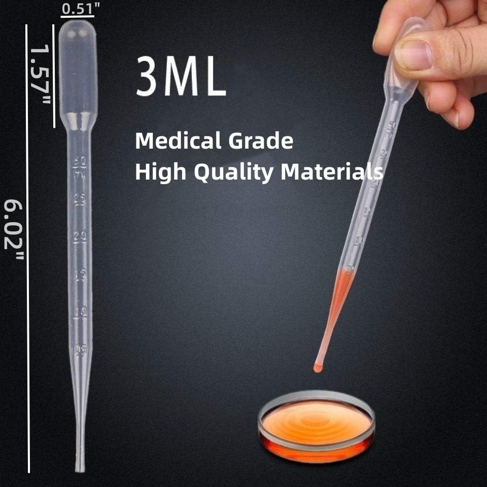 Versatile 50PCS 3ML Plastic Pipettes for Essential Oils & Science Experiments