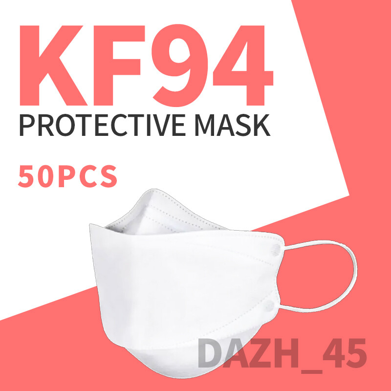 50 Pcs White KF94 Protective 4 Layer Face Mask Disposable Face Cover