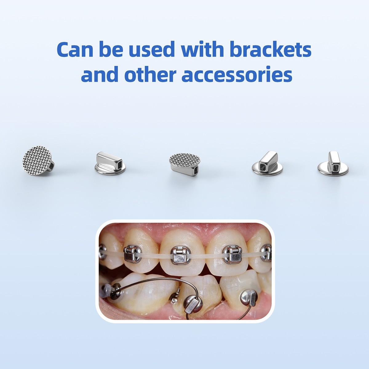 Dental Orthodontic Bondable Lingual Buttons With Single Tube Round Mesh Base