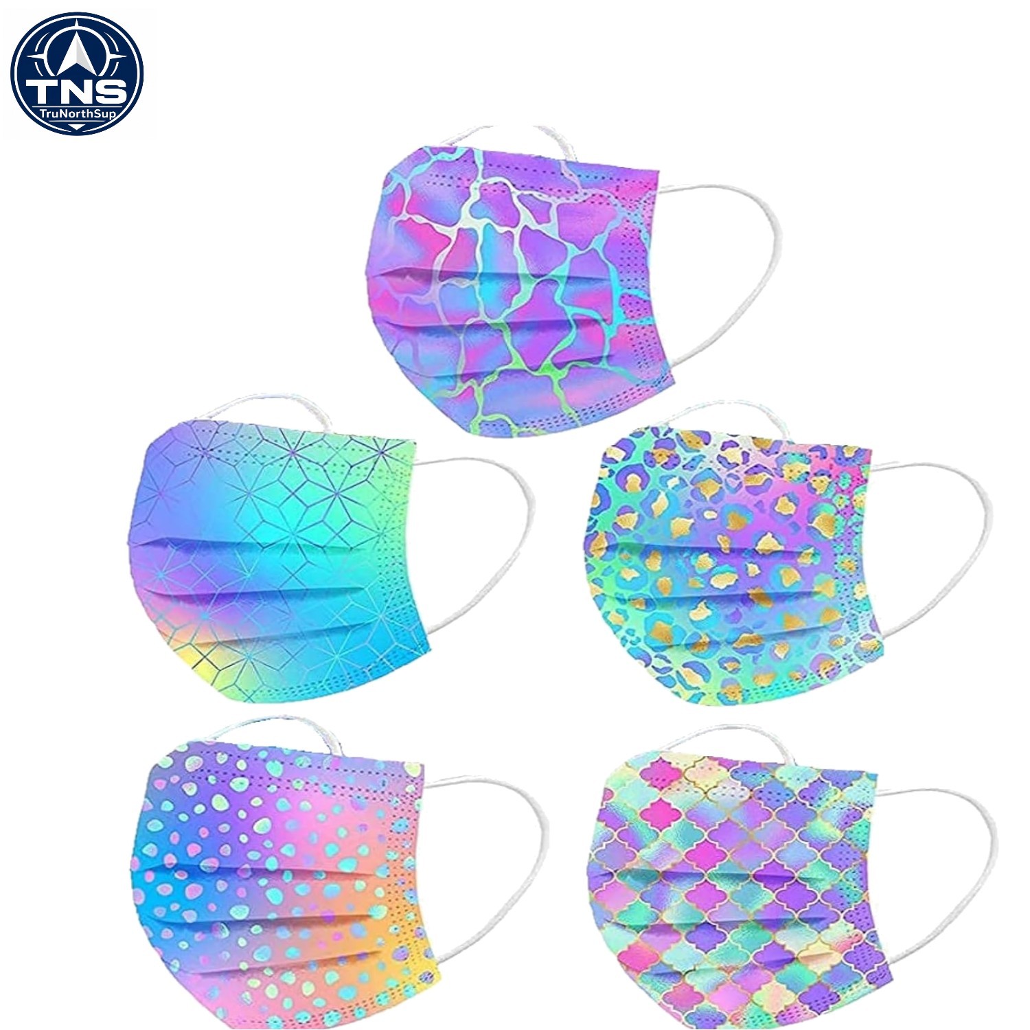 Chic Pack of 50 Tie Dye Floral Face Masks – Breathable & Comfortable for Adults