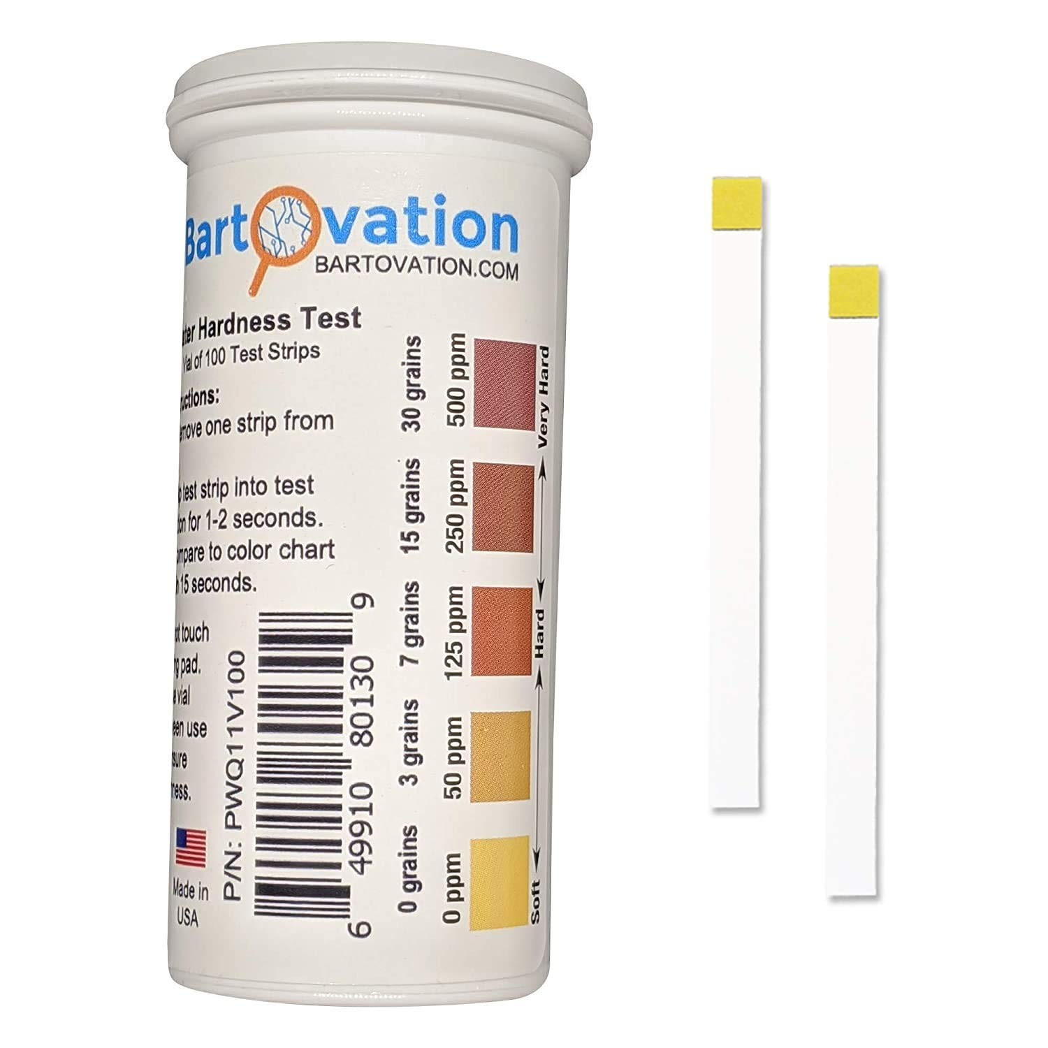 Bartovation Total Water Hardness Test Strips, 0-500 ppm, 100-Pack