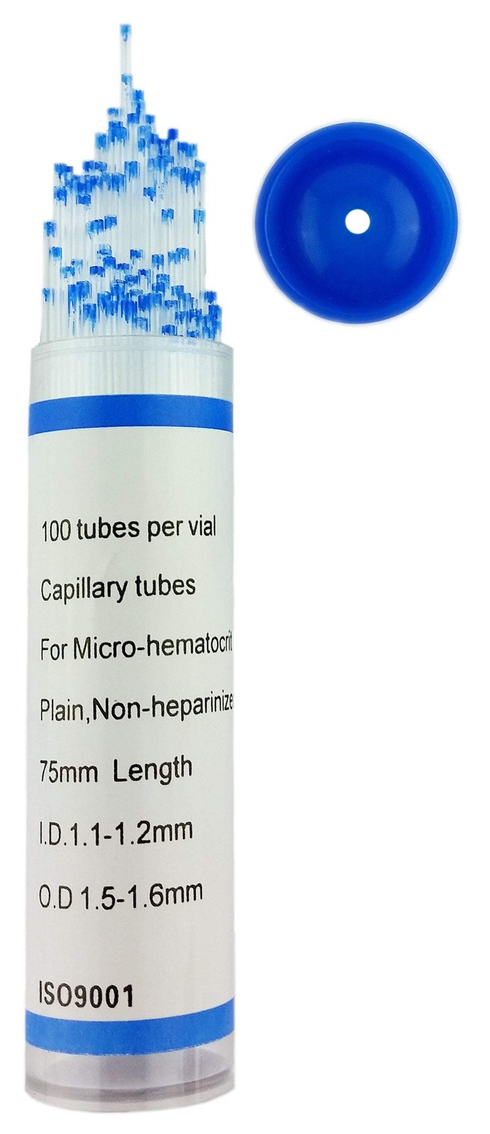 Capillary Tube, Glass, Non-Heparinized, Both Ends Open, 75mm, 1.1-1.2mm ID