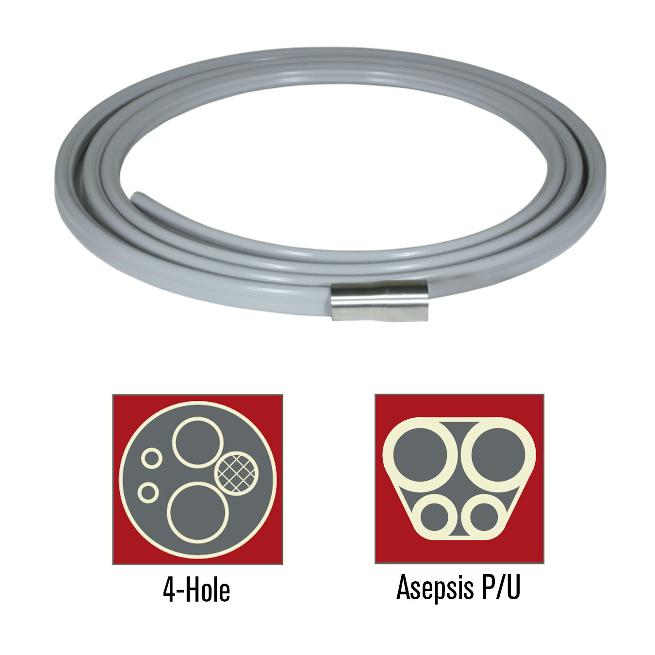 KINETIC HANDPIECE TUBING, 4 HOLE NON-OPTIC, ASEPSIS POLYURETHANE x4