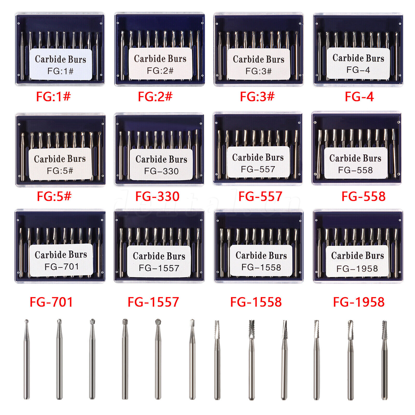 10 pcs Dental Carbide Burs Friction Grip Bur Short Shank F/ High Speed Handpiece