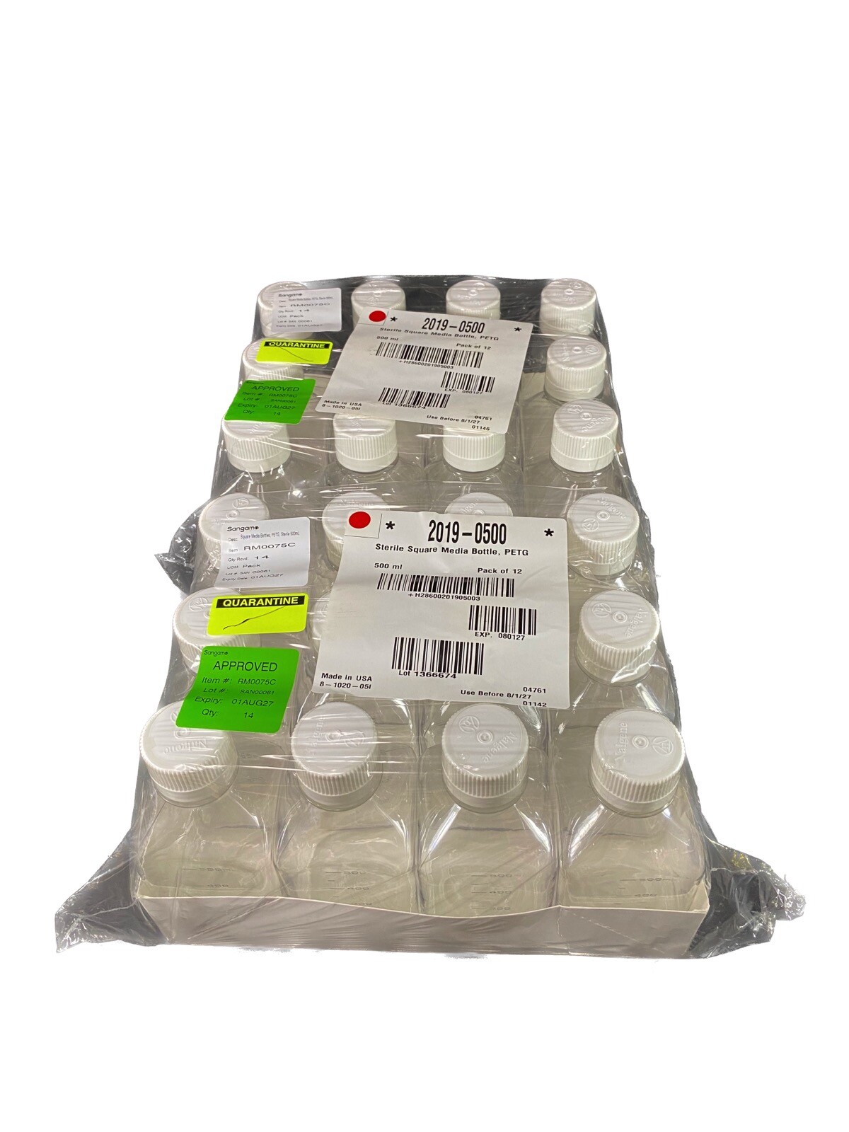 NALGENE 500mL Square PETG Media Bottles With Closure 2019-0500 (24/cs)