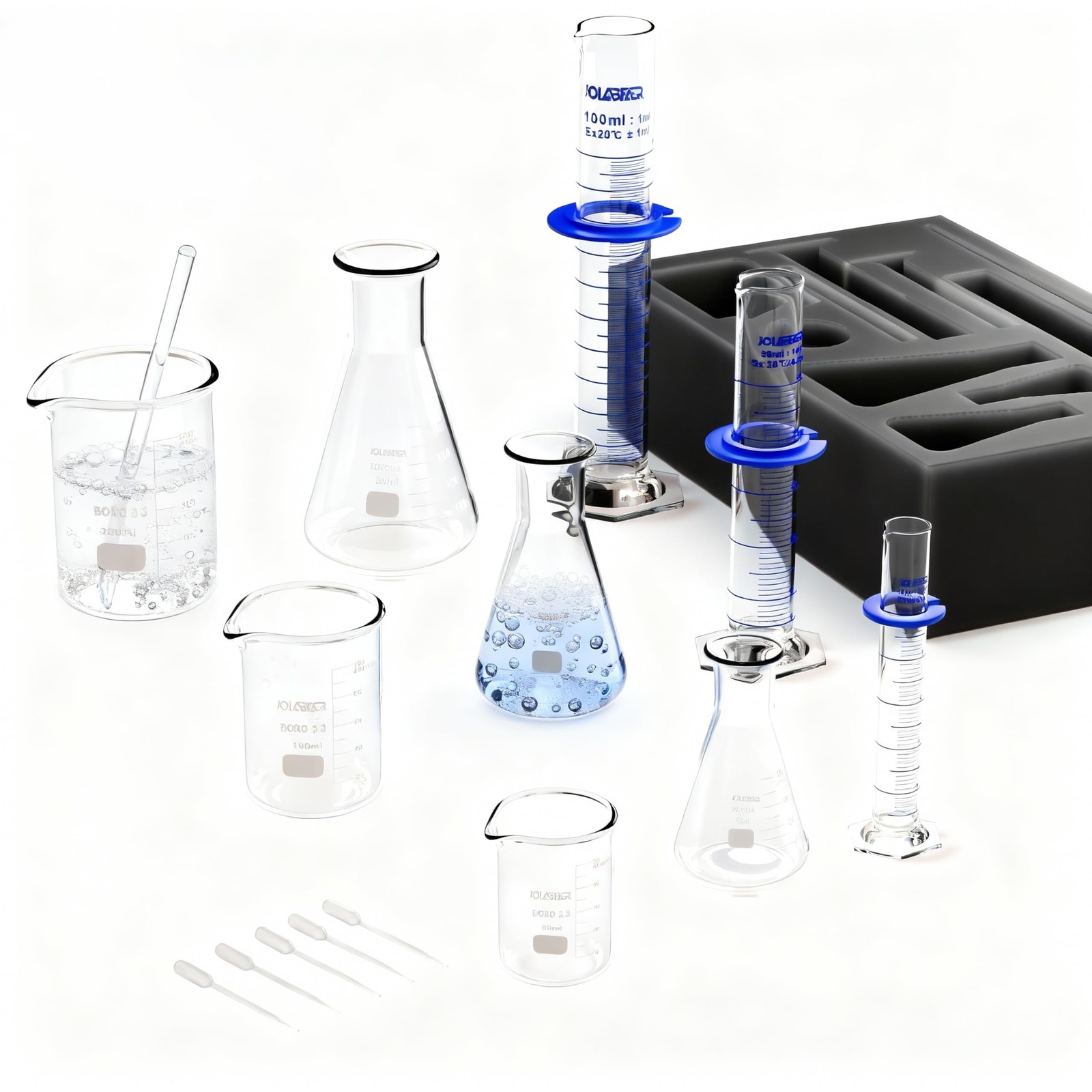 JOLABEAR Upgraded Packaging Glass Graduated Cylinders, Beakers and…