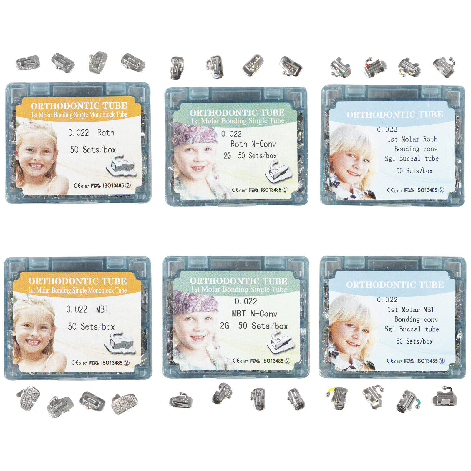 50 Sets Dental Orthodontic Buccal Tube 1st 2nd Tube Roth MBT 022/018 MIM Inblock