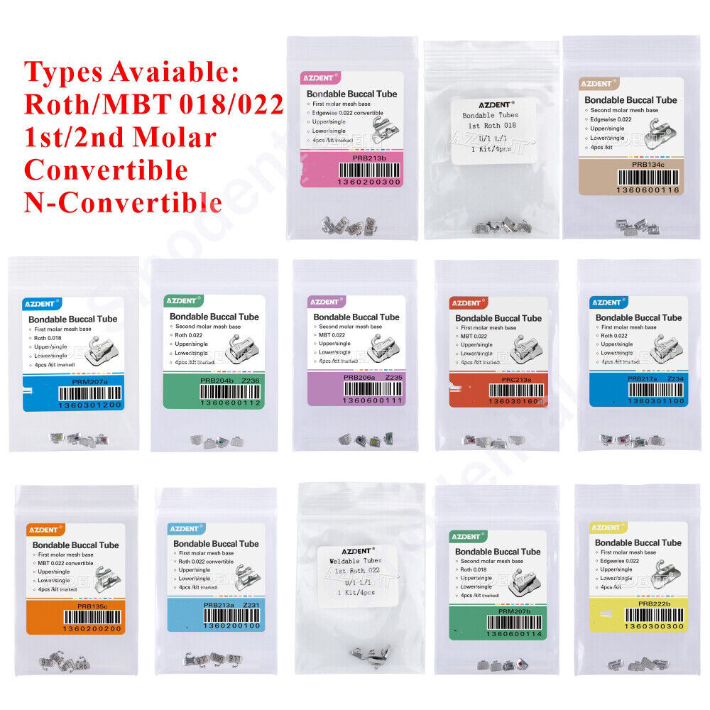 20 Packs Dental Orthodontic Bondable 1st/2nd Molar Buccal Tubes Roth/MBT 018/022