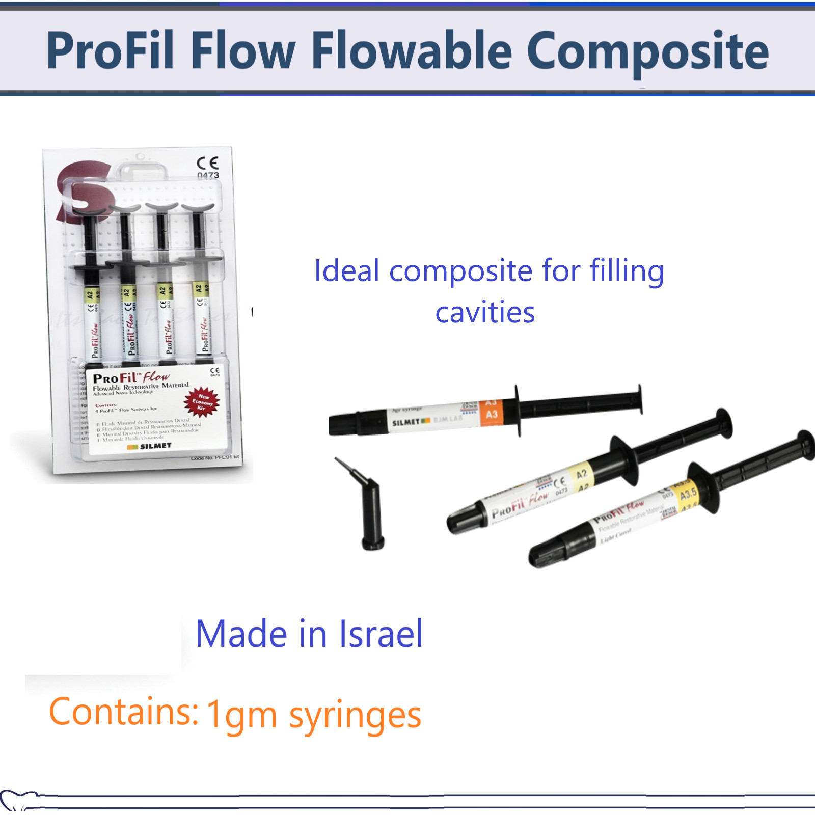 Dental ProFil Flow Visisble-light activated, Radiopaque Flowable composite, 1gm
