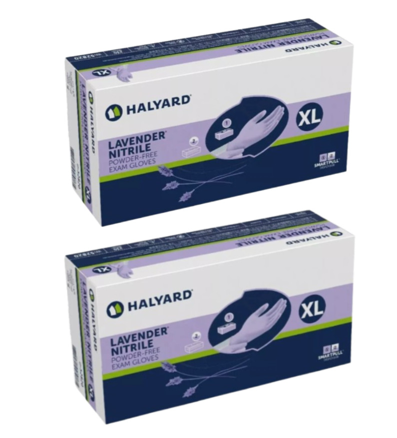 Halyard 52820 Lavender Nitrile Powder-Free Exam X-Large 52820 *2 Boxes*