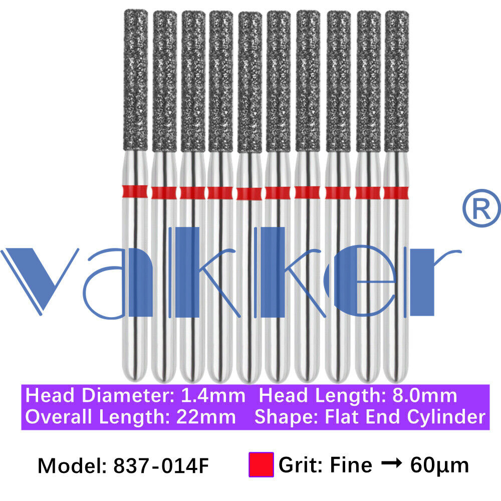 50pc Dental Diamond Burs Flat Round End Modified Cylinder 838 881 835 836 837