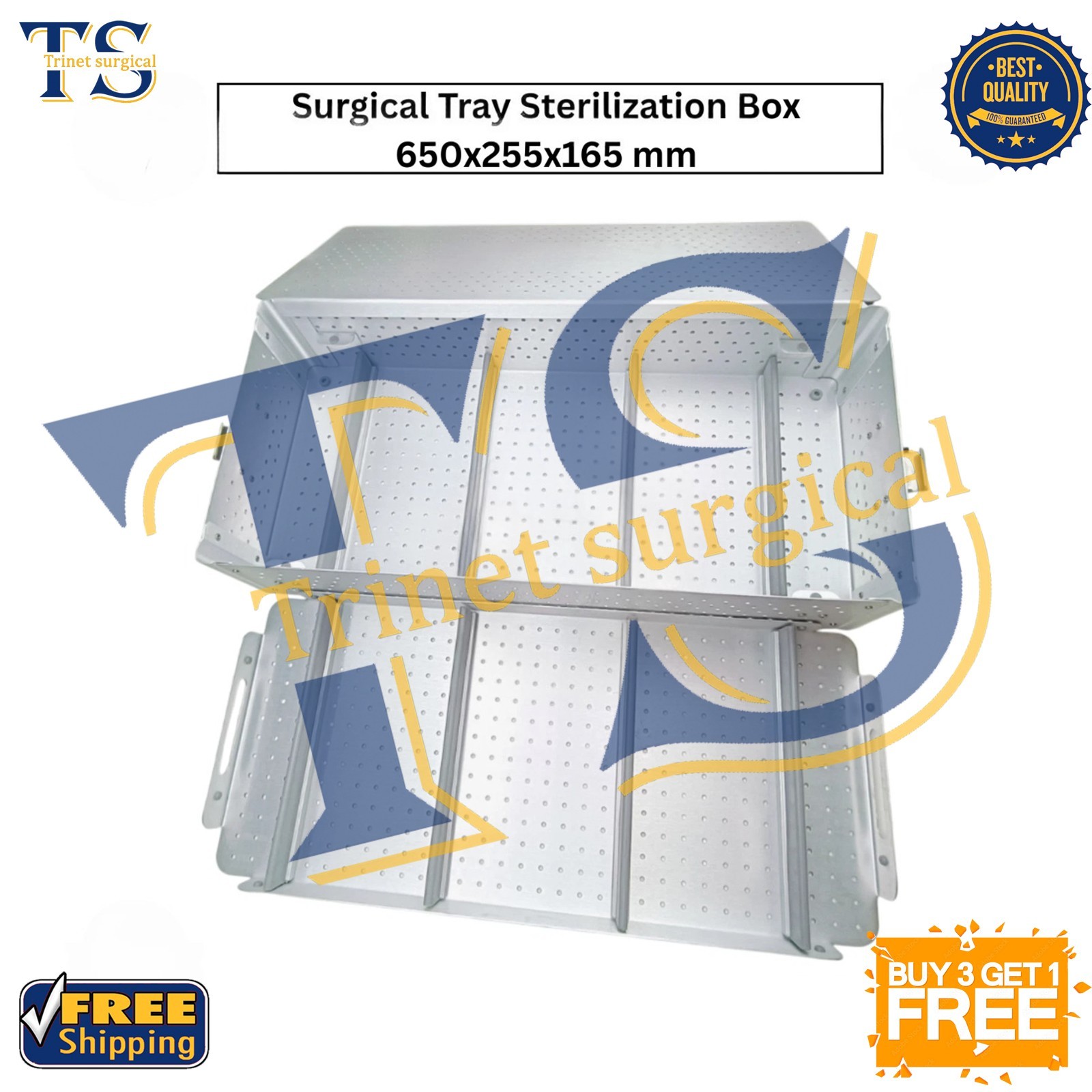 Aluminum Surgical Tray Sterilization Box 650x255x165 mm Laparoscope Instruments