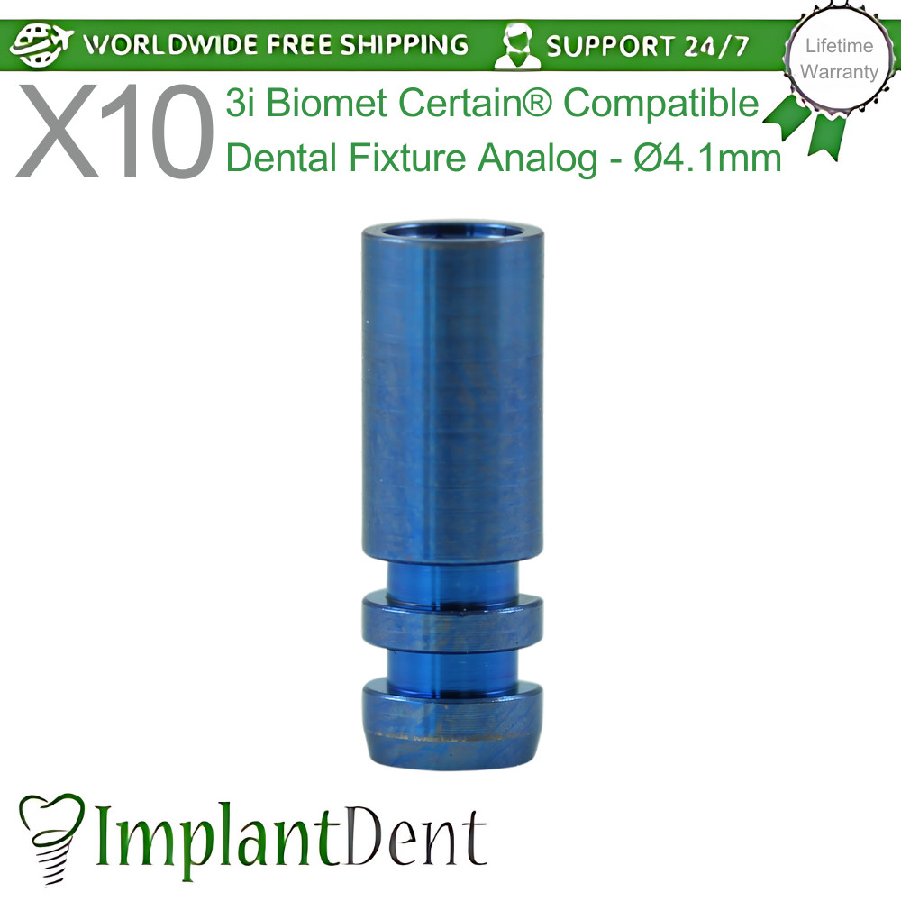 10x Dental Fixture Analog Ø4.1mm 3i Biomet Certain® Compatible Dentistry Tool