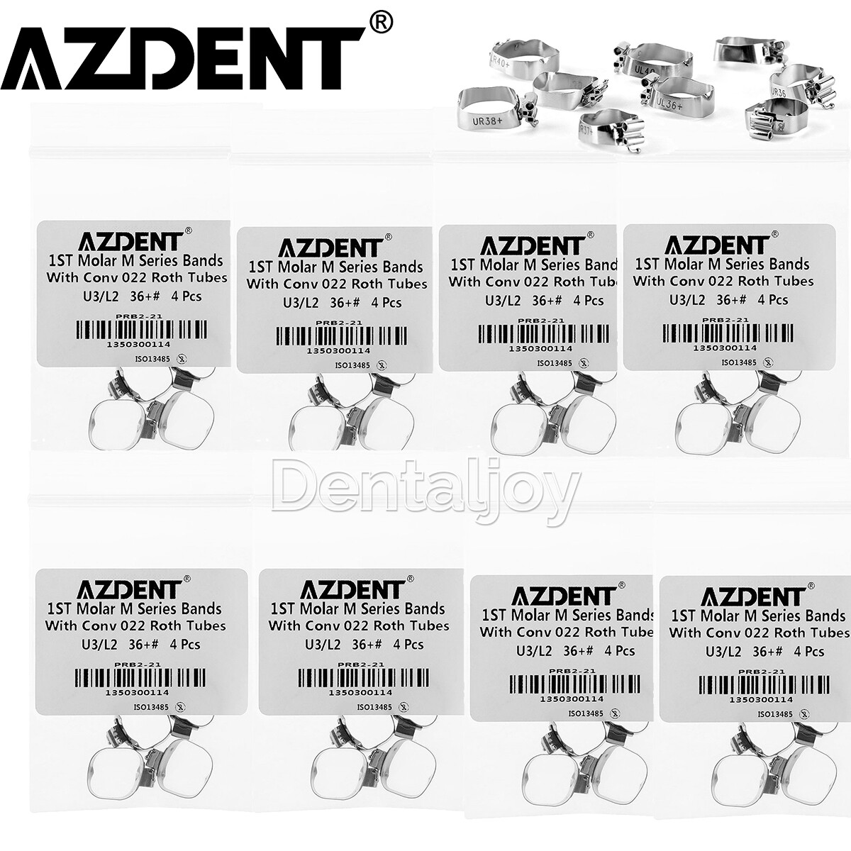AZDENT Dental Orthodontic Bands Prewelded Buccal Tube 1st Molar 36+# Roth 0.022