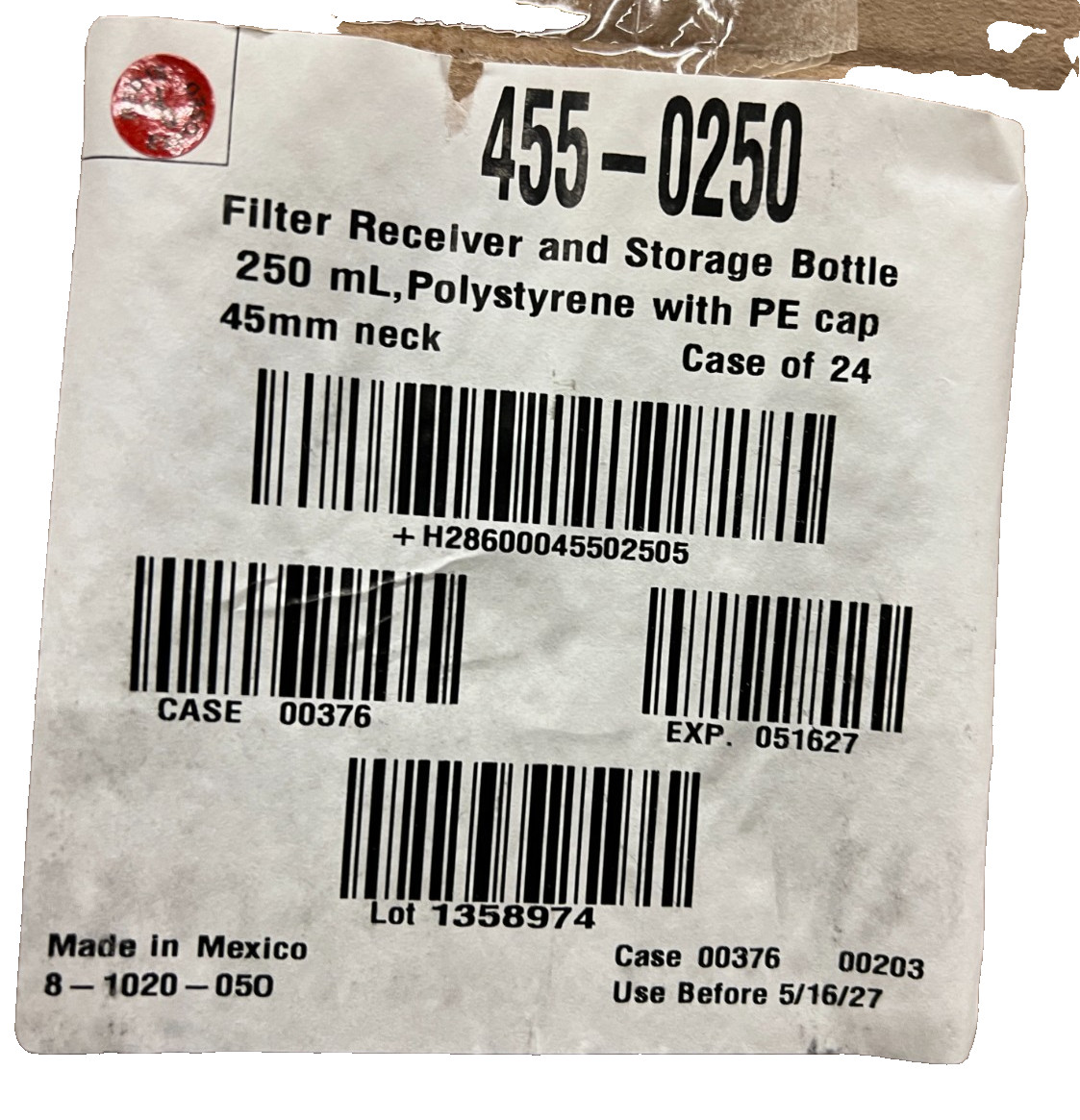 NALGENE 455-0250 Rapid-Flow 250mL Filter Storage Bottles Case of 24