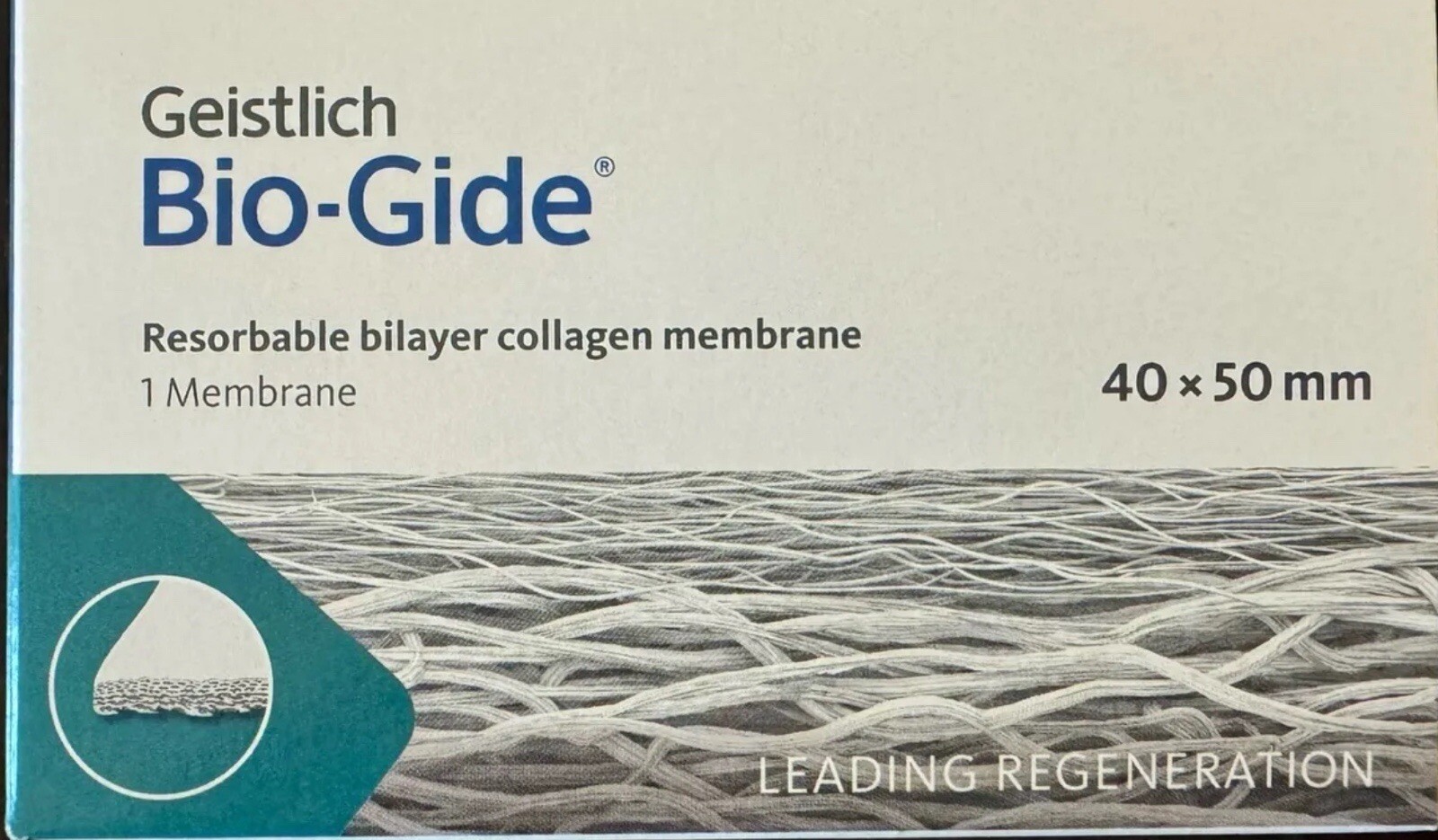 Dental Geistlich Bio Gide Resorbable Bilayer Membrane 40X50mm Bio-guide Bioguide