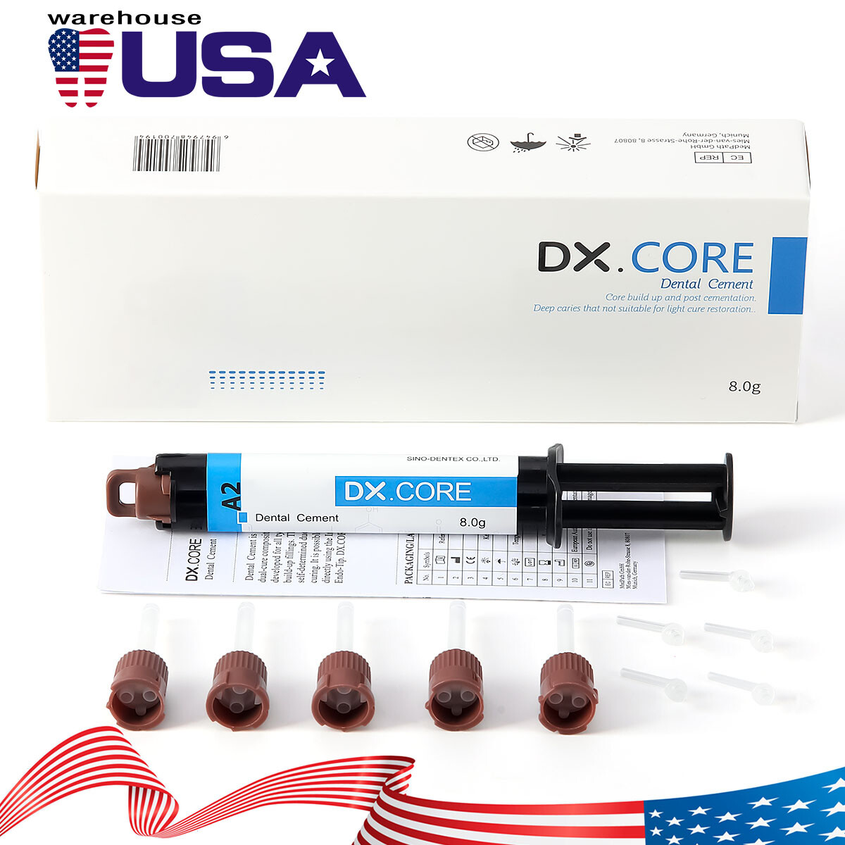 10 xDental Dual Cure Flowable Composite Resin Core Build Up Refill A2 8g Syringe
