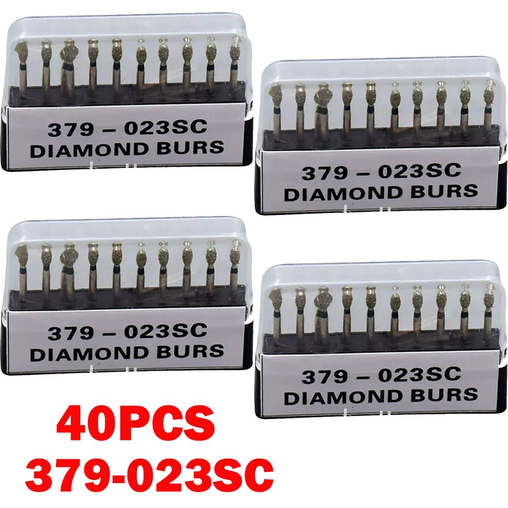 40Pc Dental Diamond Bur FG Egg Football 379/023SC Super Coarse High Speed NEW