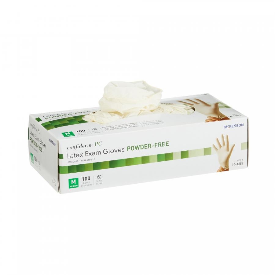 McKesson Confiderm Exam Glove M 9.4″ Long Ivory Fully Texture Standard Cuff 1000