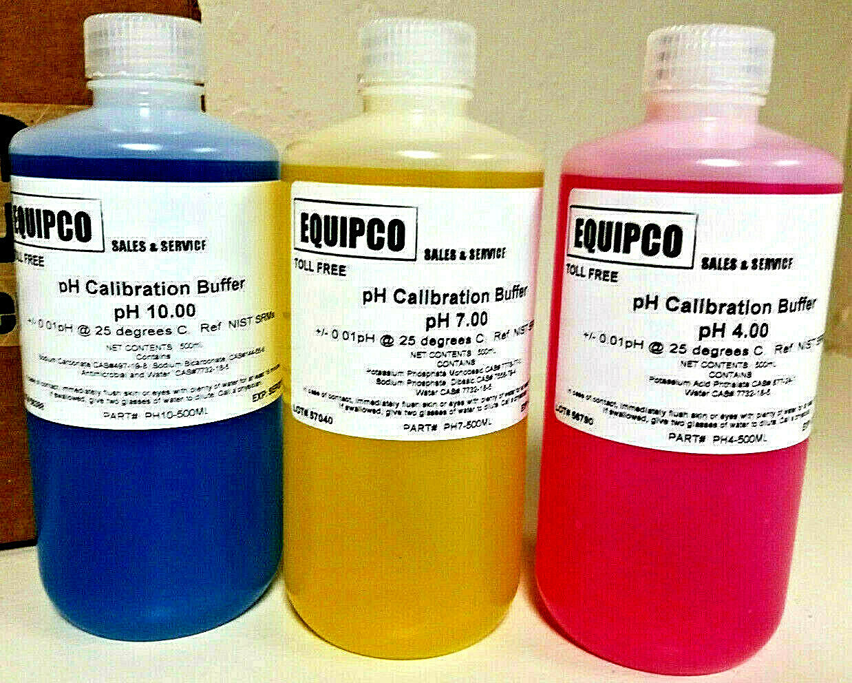 pH Calibration Solution – “500 mL” (pH4, pH7, & pH10) (3-pack 1 bottle of each)