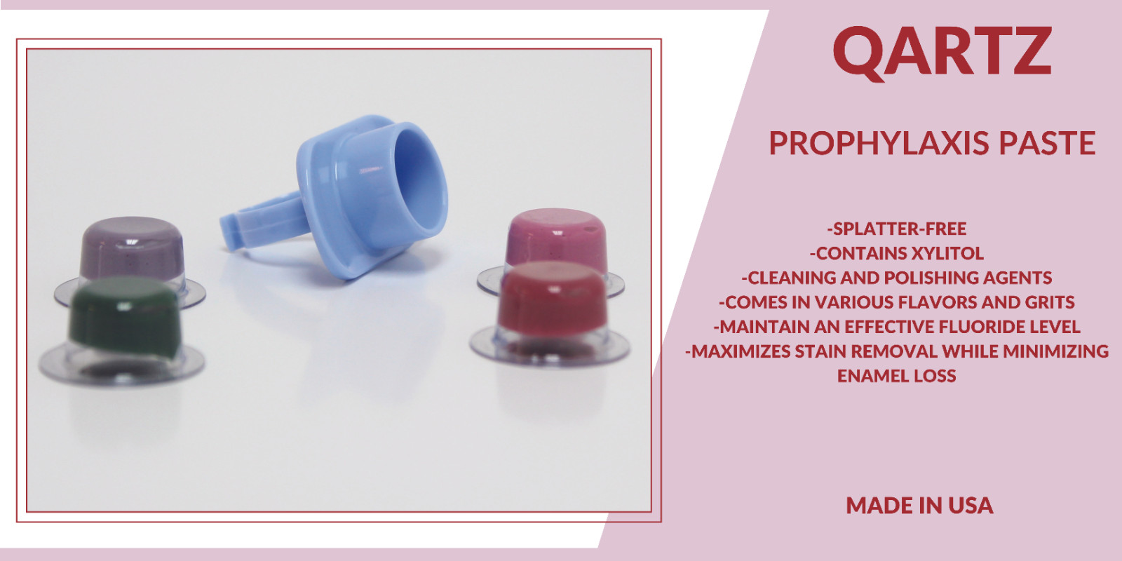 Qartz Prophy Paste Cups – Dental Non Splatter w/Fluoride – Box x 200 Cups