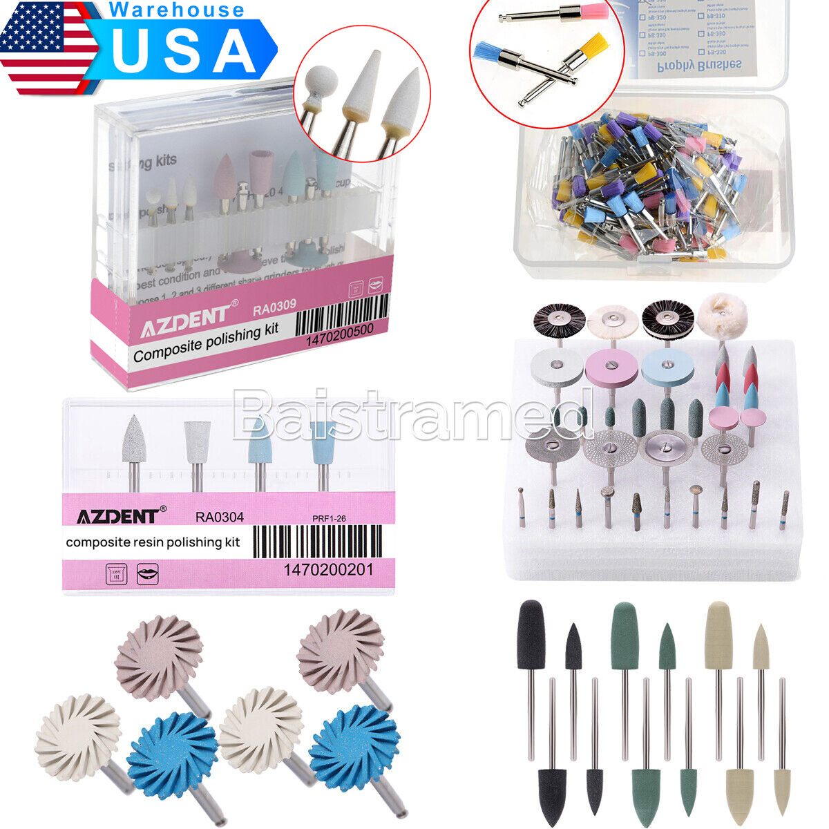 Dental Composite Polishing Kit Rubber Polisher Resin Base For Low Contra Angle