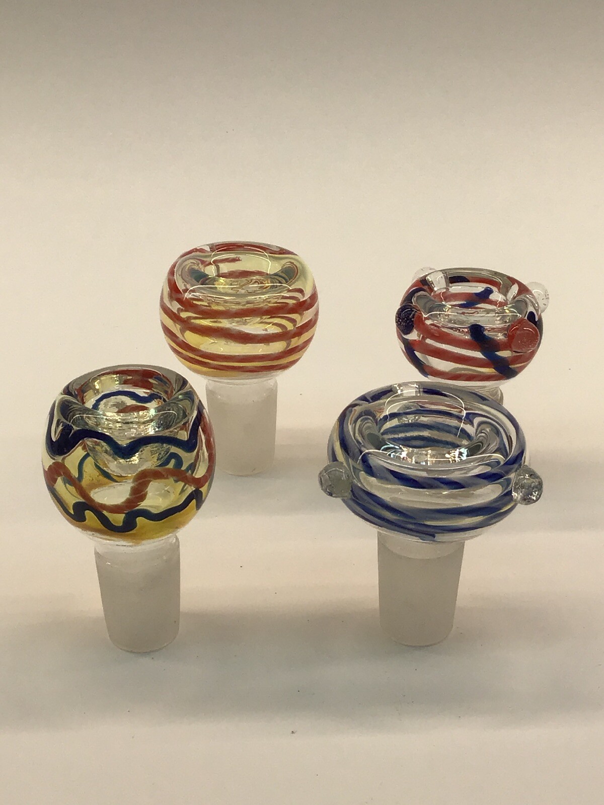 4 Pieces – Male 18mm Glass Swirl Slide Bowl – Hookah Water Bubbler EE7