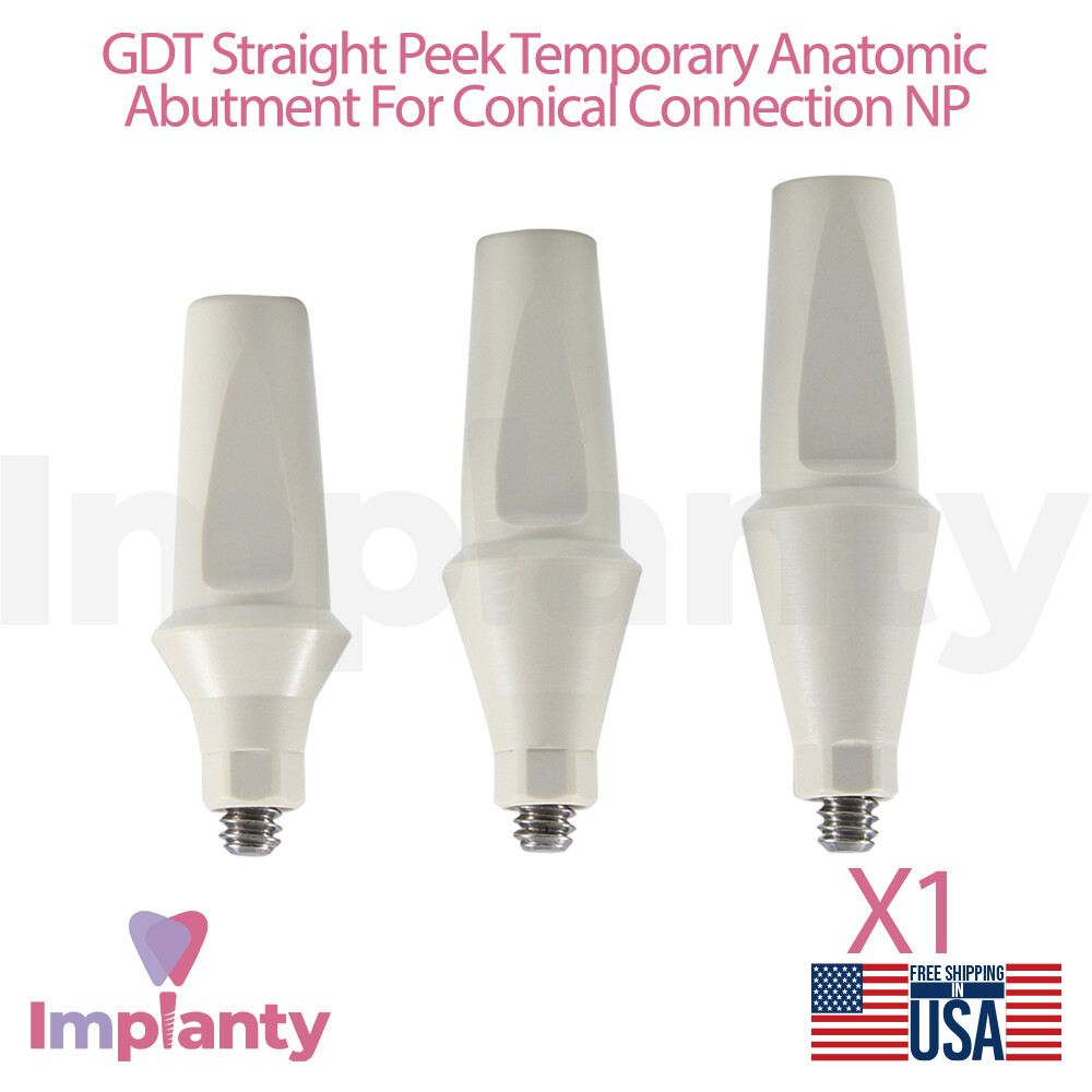 1x GDT Straight Peek Temporary Anatomic Dental Prosthetic Conical NP 2.25mm