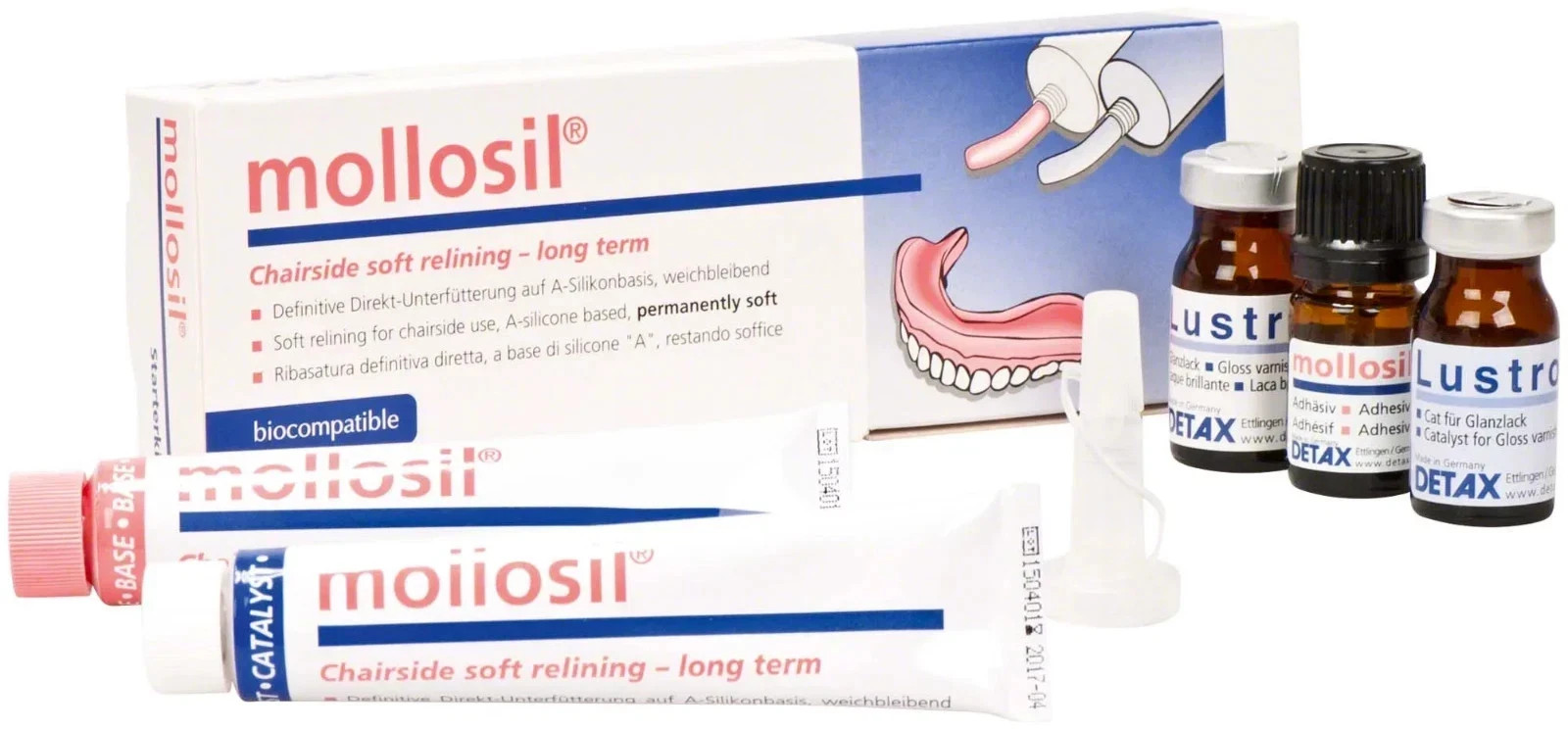 Detax Mollosil Long-Term A-silicone Based Relining Material Kit Chairside Use FS