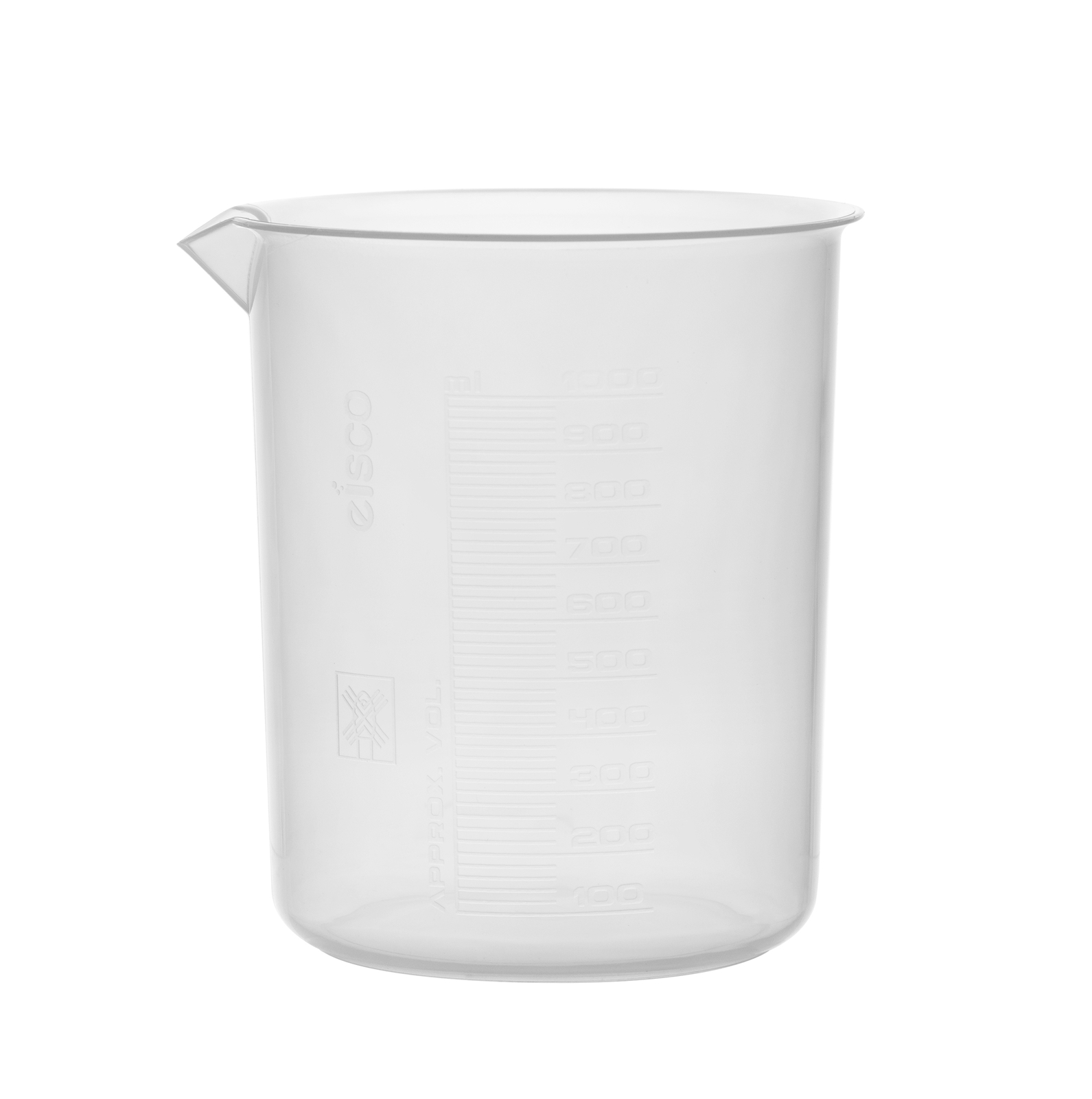 Plastic Beaker, 1000ml – Polypropylene – Raised Graduations – Eisco Labs