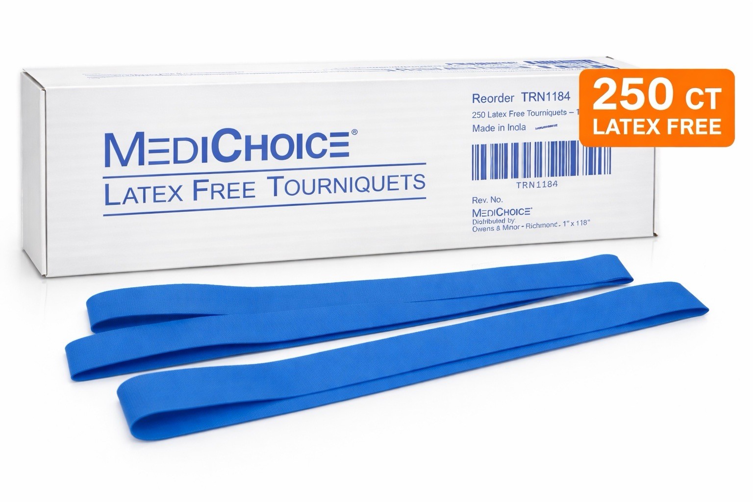 MediChoice TRN1184 Latex Free Tourniquets 1” x 18” 250 Ct NEW