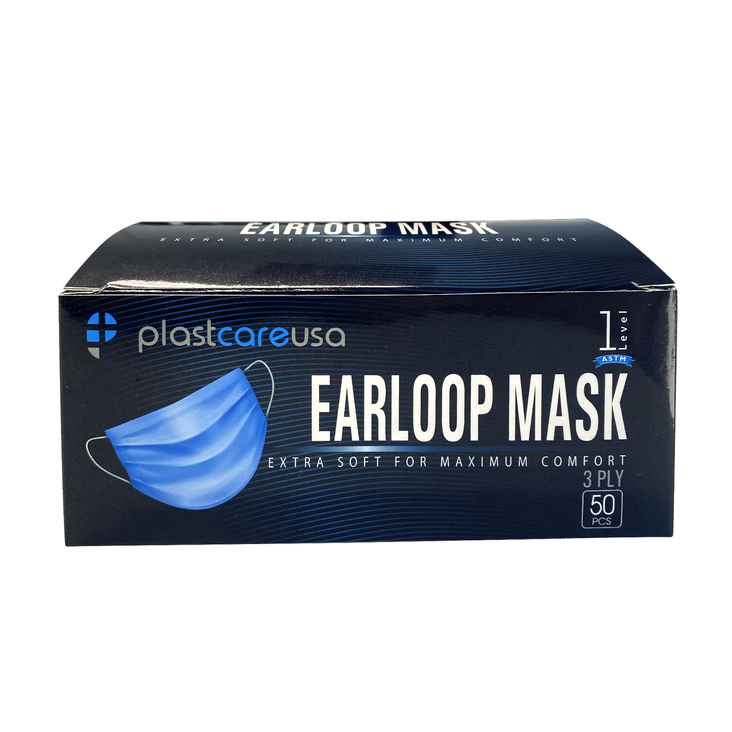 Black ASTM Level 1 3-Ply Disposable Medical Surgical Face Masks