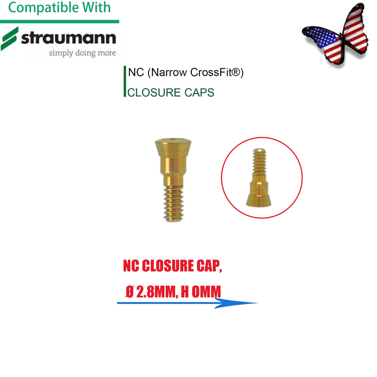 5Pcs Dental Healing Abutment & Closure Cap Fit Straumann BL/BLT NC RC Bone Level