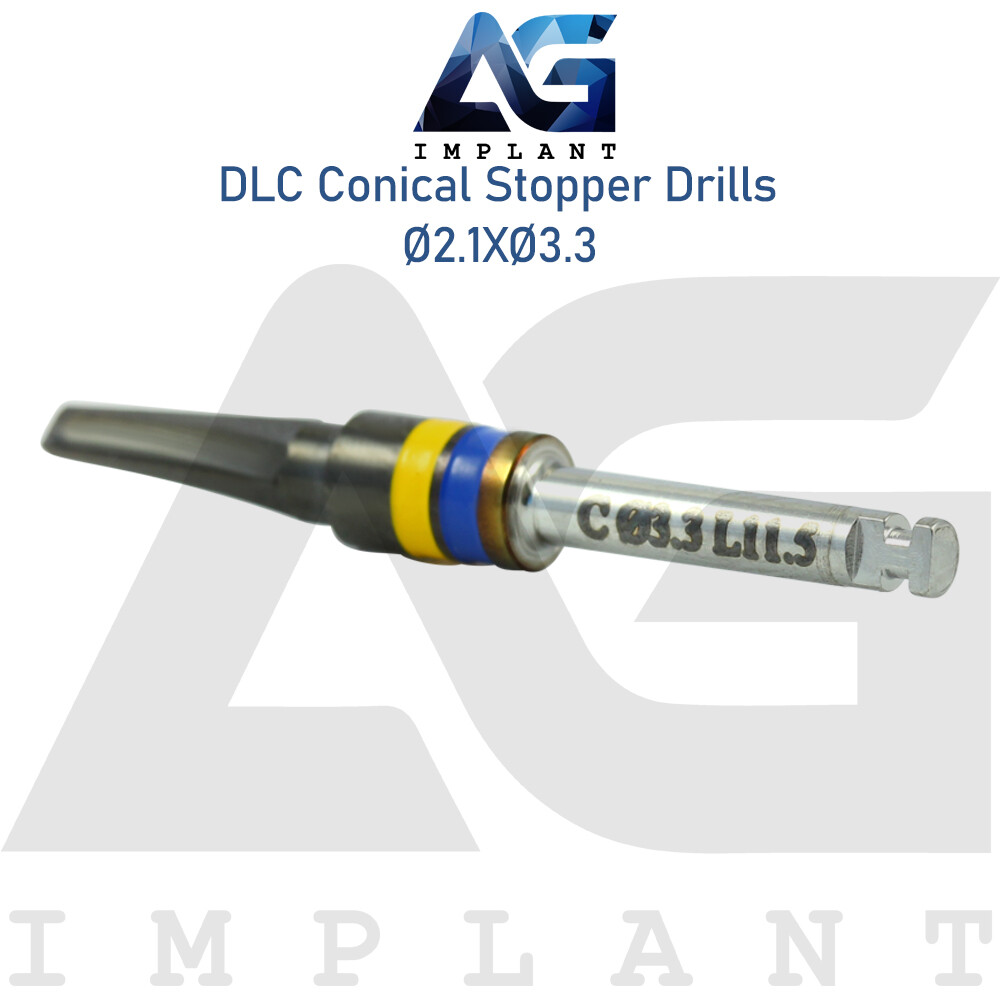 Ø2.1XØ3.3 Integral Stopper DLC Conical Drill External Irrigation Tool Carbon