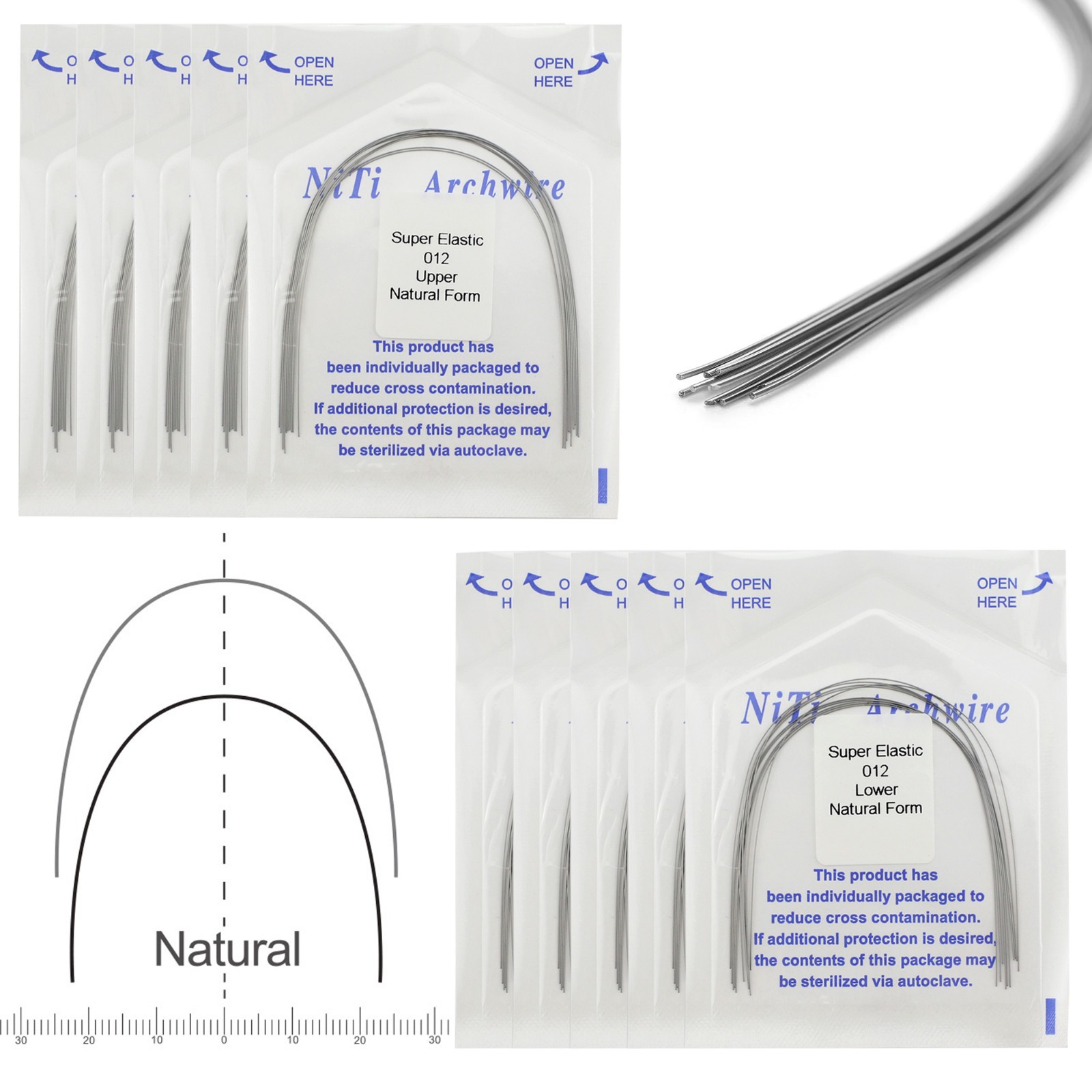 Arcos de Dental Ortodoncia Archwire Super Elastic Wire Natural Form Round 100PC