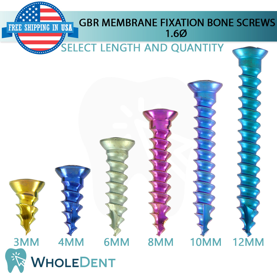 GBR Self Tapping Titanium Membrane Fixation Bon Screw Ø1.6mm, Dental Im plant