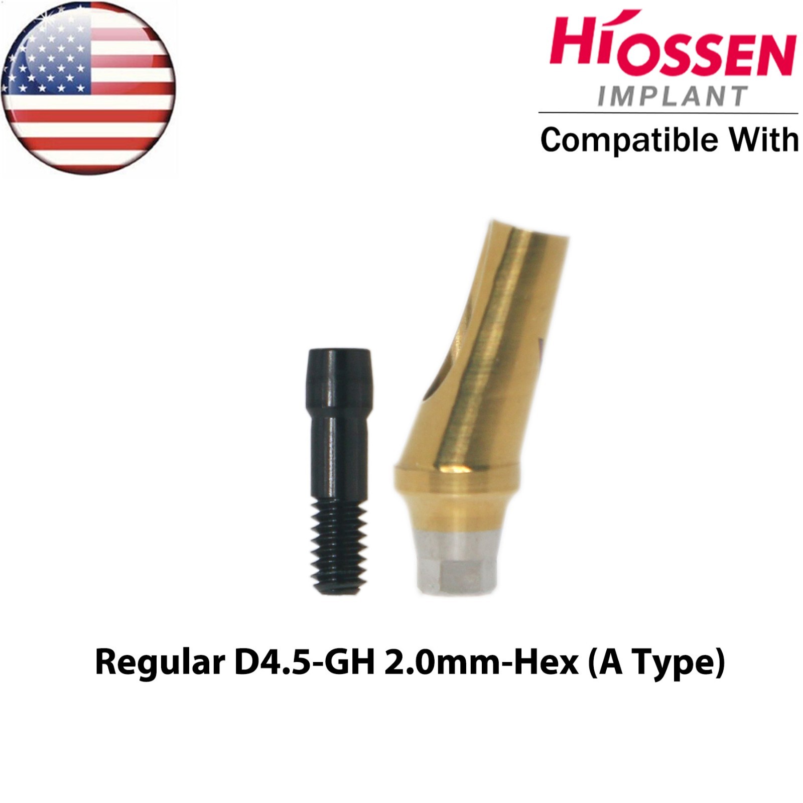 US Dental 17° Angled Anatomic Abutment Regular Ø4.5/5.0mm Fit Hiossen Osstem TS