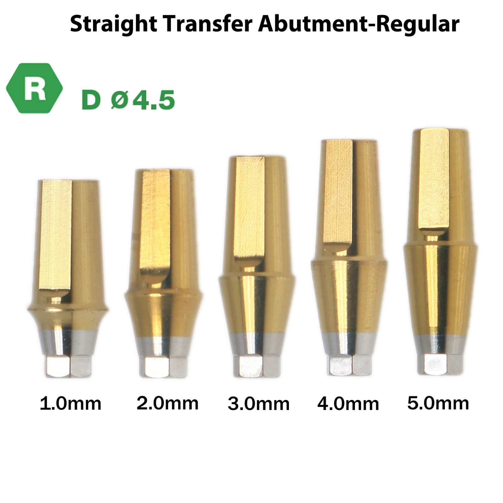 Titanium Straight Abutment Compatible with Osstem Hiossen Regular Ø4.5/5.0/6.0mm