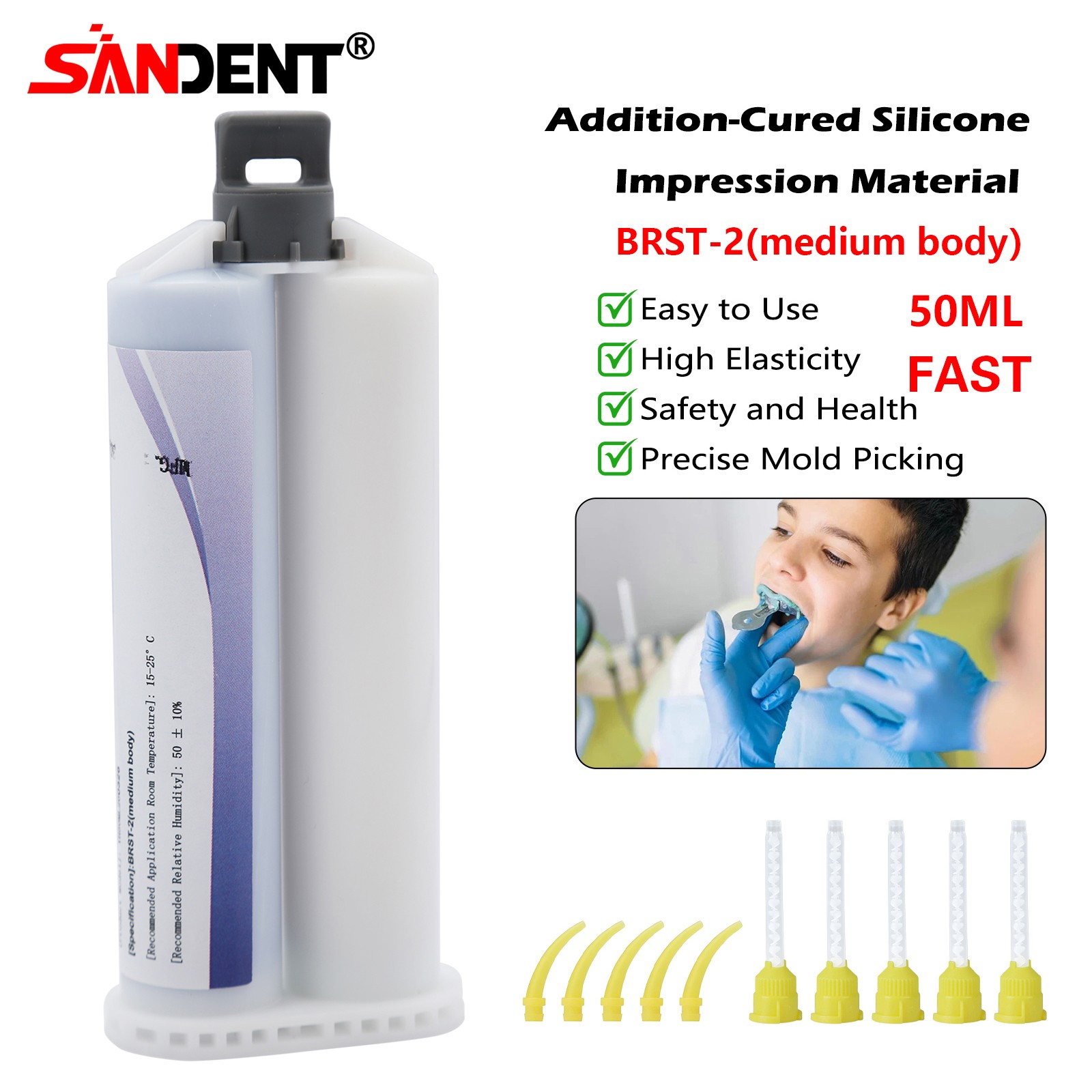 Heavy Body Fast Rapid Set Dental Impression Material 50mL Cartridge VPS PVS USA